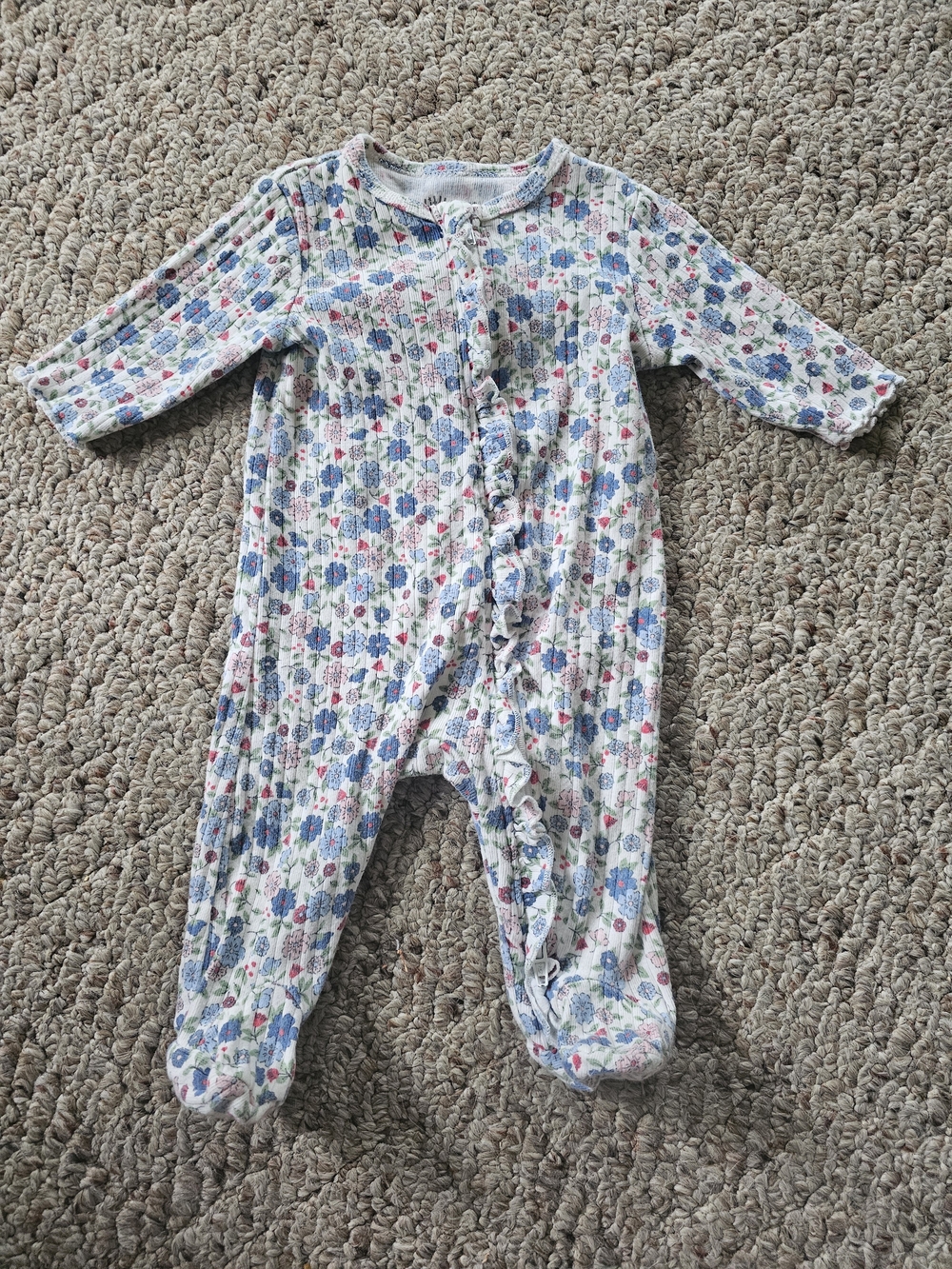Baby Floral Ruffle Footed One-Piece- Newborn